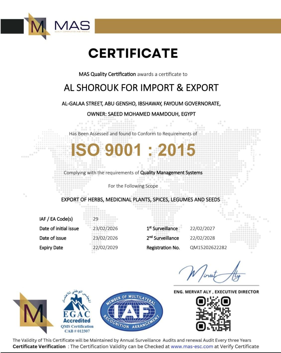 ISO 9001:2015 Certificate